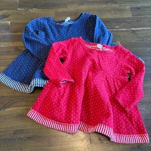 Hanna Andersson Bundle Girls Baby Dresses Red Blue 6-12 Months Polk A Dot Stripe